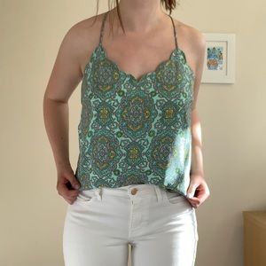 J.Crew Blue Scalloped Cami Top